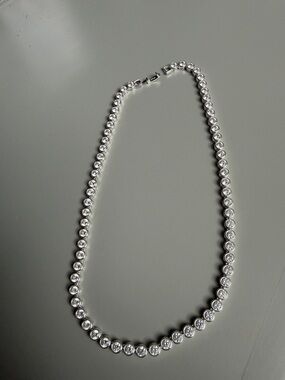 Kendra Scott Silver-Tone Clear Stone Tennis Necklace